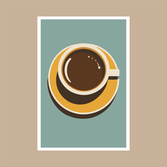 Cup of coffee vector illustration in flat style. art print poster design