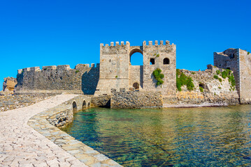 Methoni castle in Greece during a sunny day