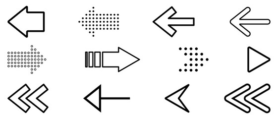 Arrow icon set. Collection of Outline Modern simple arrows. Flat vector illustration