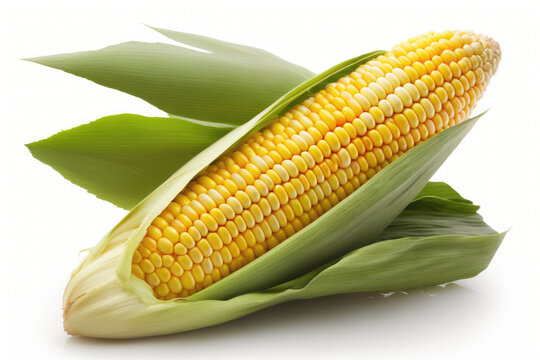 Corn On A White Background. Generative AI