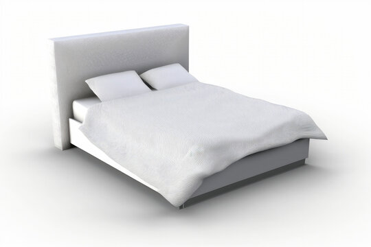 Bed On A White Background. Generative AI