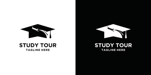 study abroad vector logo design. Medical studies, general studies in abroad logo concept.
