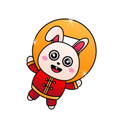 cute bunny carrying big gold coins