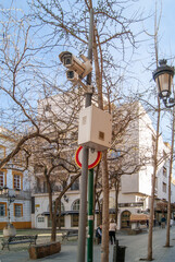 Cámaras de vigilancia y control de acceso del tráfico al centro de la ciudad de Badajoz.
