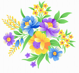 Fototapeta na wymiar beautiful latest digital textile design flowers and leaves for printing