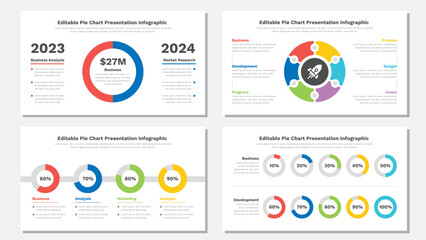 Pie chart infographic presentation template Editable