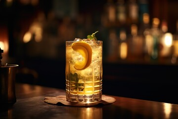 Vintage-style Cocktail served in a Cozy Bar