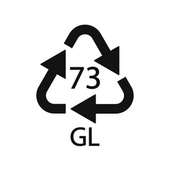 Bottle Glass recycling code 73 GL. Vector illustration