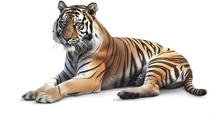 Fototapeta premium Tiger sitting on the ground made by AI
