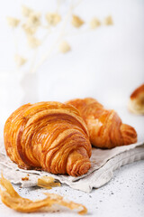 Croissants on a white background