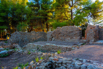 Sunset view of Archaeological Site of Olympia in Greece