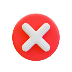 3d minimal Red wrong mark. cancel icon. rejected, disapproved, no, False, not Ok, wrong Choices. Cross mark icon. 3d illustration.