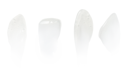 A set of smears of transparent gel. Lubricant, gel, serum. Flowing, liquid, transparent. Isolated without background. Isolated without background. PNG