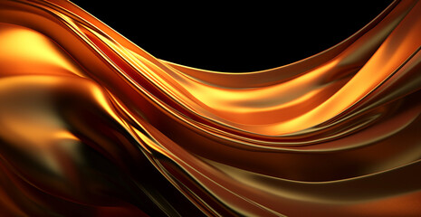 Modern Abstract Background, 3D Rendered Wallpaper, metallic golden waves, created with Generative AI technology