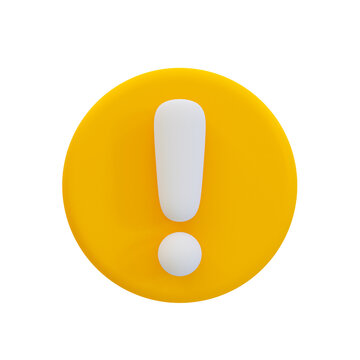 3d minimal exclamation mark. warning icon. beware, watch out, be careful. 3d illustration.
