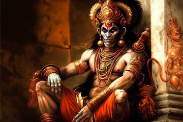 Hindu god Hanuman with massive power