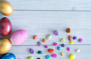 easter eggs with colourful stones