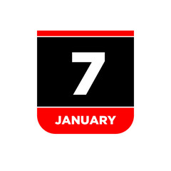 7 January vector calendar vector icon. 7 Jan card.