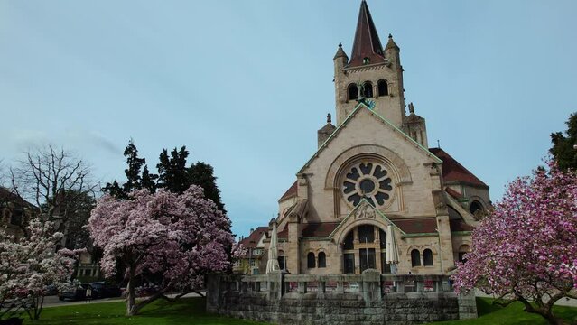 Paulus Church in Basel by drone