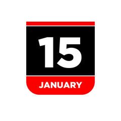 15 January vector calendar vector icon. 15 Jan card.