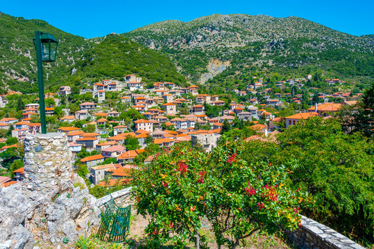 Aerial view of Stemnitsa village at Greece