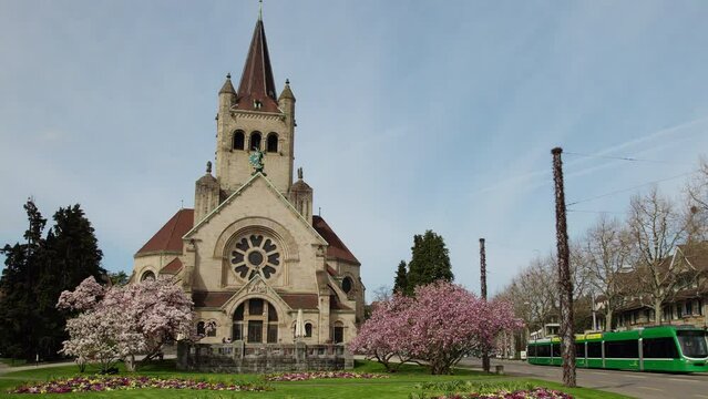 Paulus Church in Basel by drone