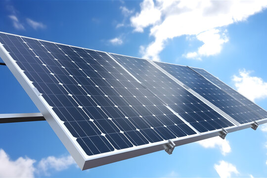 自然エネルギー　ソーラーパネル　背景青空 | Natural energy Solar panels Background blue sky Generative AI