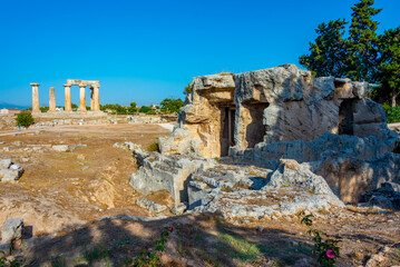 Temple of Apollo at Ancient Corinth archaeological site in Greece