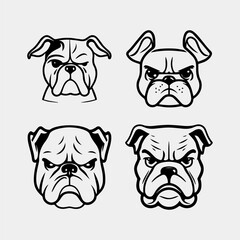 French Bulldog Vector set of bulldog's face. Hand drawn face vector illustration