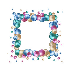 Abstract pattern with glass blue balls or precious pearls. Glossy realistic ball. 3d vector illustration. eps 10