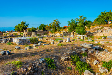 View of Ancient Corinth archaeological site in Greece