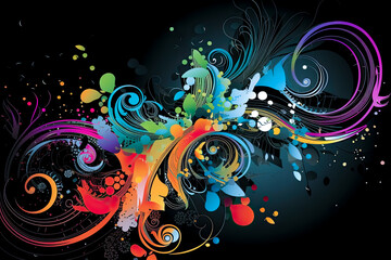 Fototapeta premium Abstract vector background with colorful swirls. - Generative Ai - Modern, contemporary, creative, digital, rainbow.