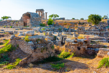 View of Ancient Corinth archaeological site in Greece - obrazy, fototapety, plakaty