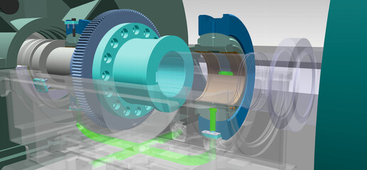 Journal bearing turbine 3D illustration © Richard