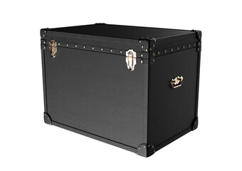 black chest with leather texture isolated on white