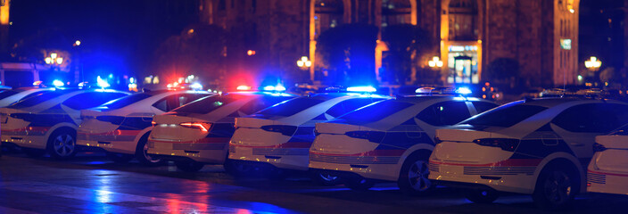 police cars in the night city