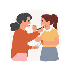 Doing makeup isolated cartoon vector illustration. Women friendship, girls doing makeup to each other, human relationship, applying cosmetics, having fun, leisure time together vector cartoon.