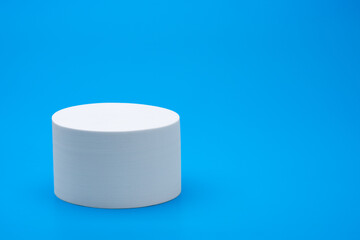 Blue product background. Empty podium
