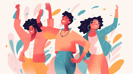 The young people are laughing and having fun on their holiday. Generative AI