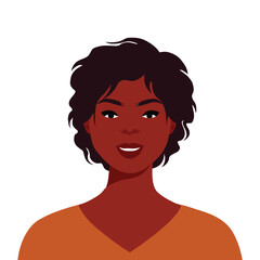Afro black woman in elegant vector portrait
