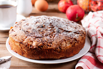 Apple pie, sponge cake, Charlotte with apples on a table