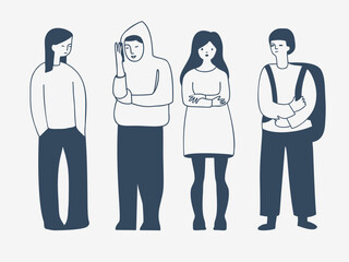 Vector illustration of people  in naive style,  isolated on background