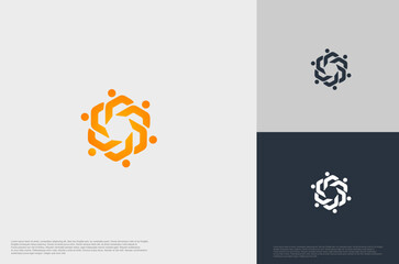 Fototapeta na wymiar abstract global crown people colorful logo minimalist style illustration. Teamwork symbol.