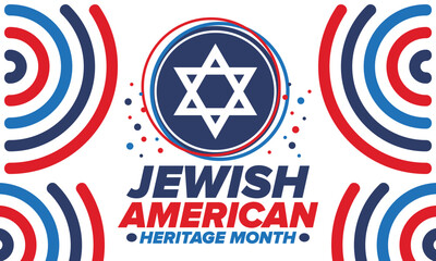 Jewish American Heritage Month. Celebrated annual in May. Jewish American contribution to the history United States. Star of David. Israel symbol. Poster, card, banner and background. Vector