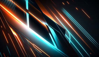 abstract futuristic neon background with glowing ascending lines. Fantastic wallpaper, element for banners, background, wallpaper, AI