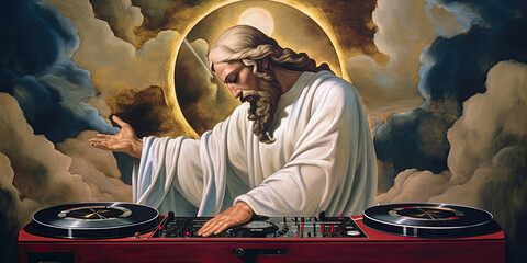 What if God is a DJ? God as the dj mixing music. Generative AI