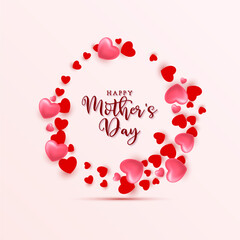 Happy mothers day card background illustration with hearts