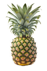 Fototapeta premium a vacation-themed photographic illustration featuring a single isolated fresh tropical pineapple fruit set on a transparent background in PNG. Generative AI