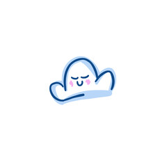 illustrated happy cloud with a smiling face on a transparent background