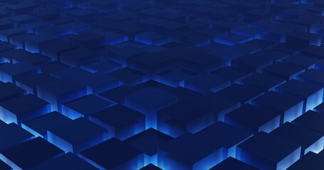 Abstract blue dark Sci-Fi Cube background. 3d rendering.